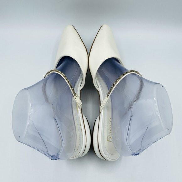 Franco Sarto Shoes Womens Size 7 M White Leather Slip On Mule Heel Pointy Sandal - Picture 11 of 13